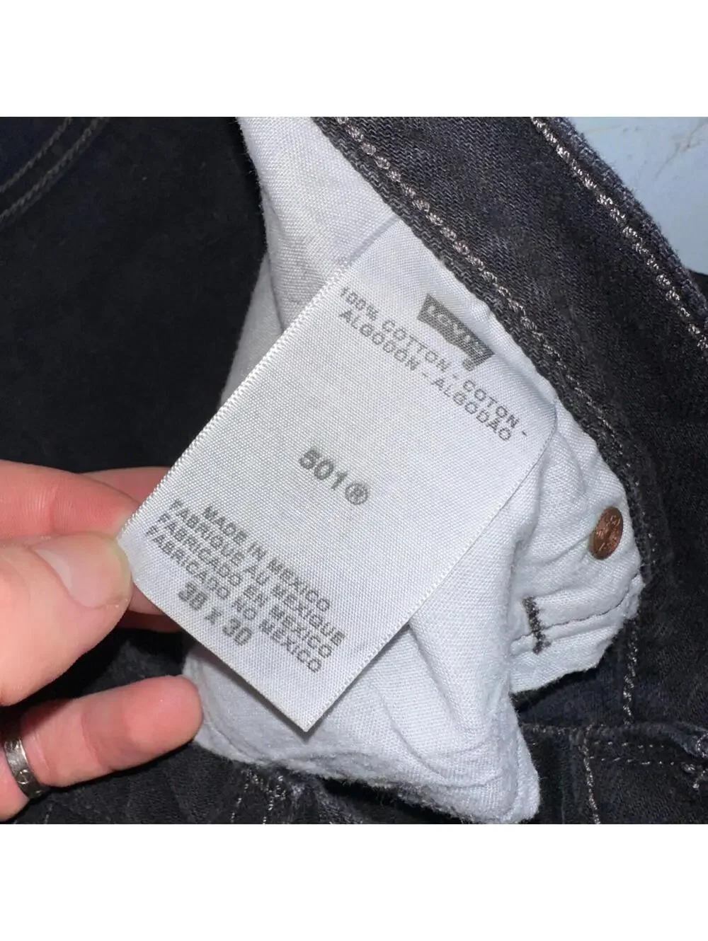 Levis 501 Vintage Y2K Mexico XX Straight Leg Jeans Black Dark Wash 38x30